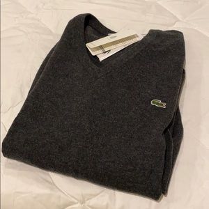 Men’s Lacoste Pure Wool V-Neck Sweater